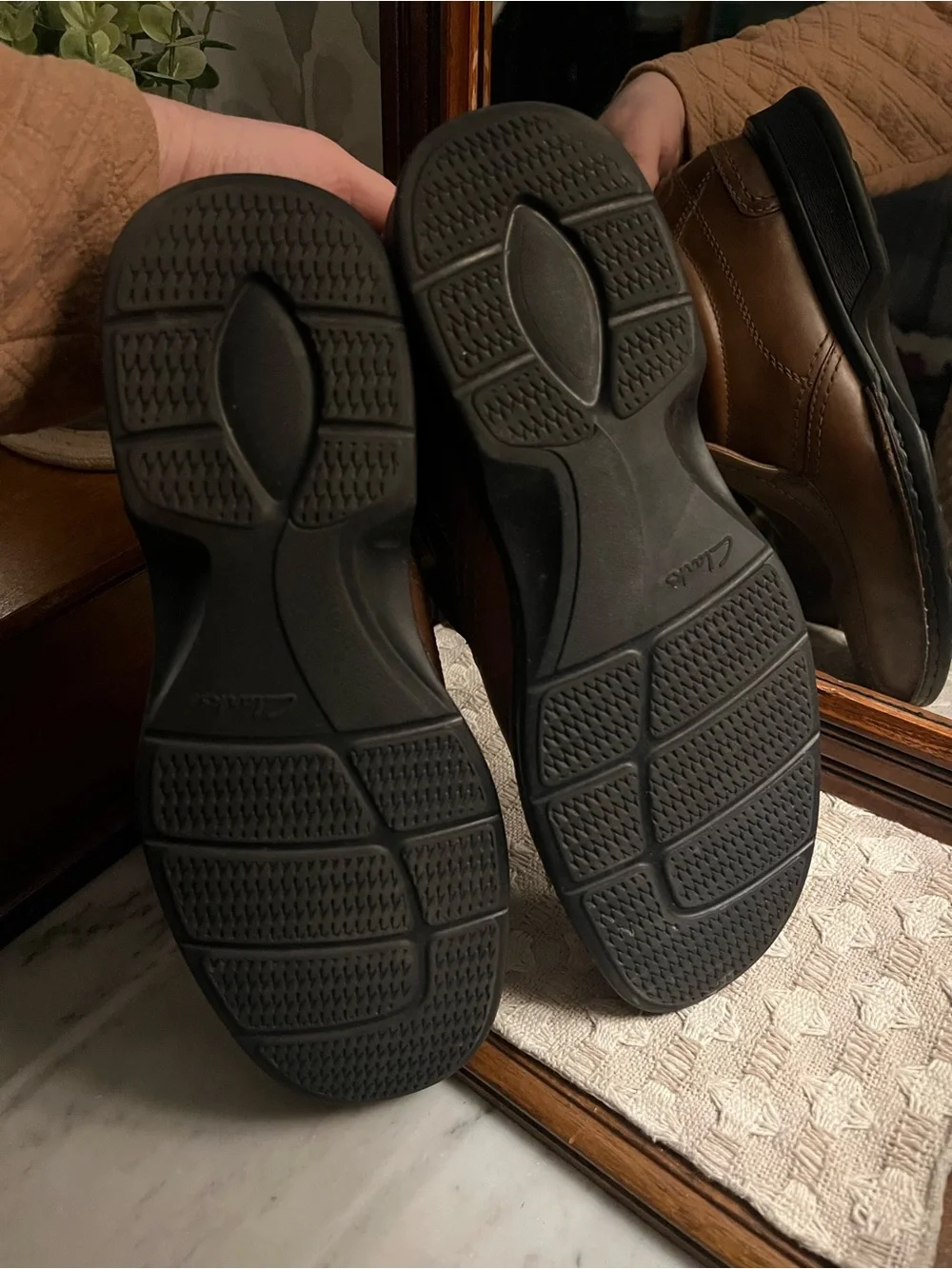 CLARK'S Classic‎ Escalade Step Slip On Leather Loafers Brown Black Men's Size 11